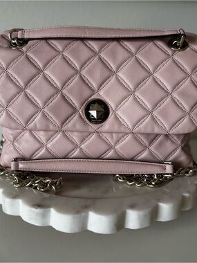 kate spade Quilted Light Pink Leather Crossbody Bag with Chain Strap